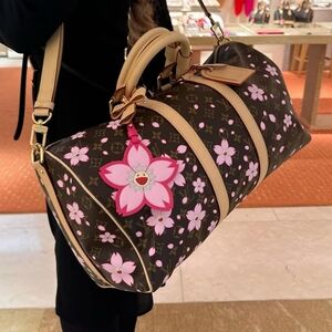 Floral Designer Women's Bag - Brown and Pink